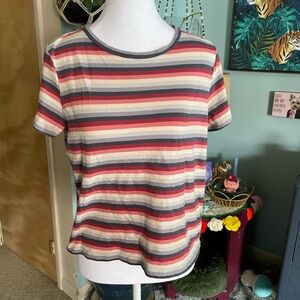 American Eagle Outfitters Striped Tee in Red, Blue, Gray & Cream